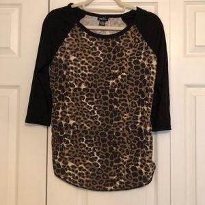 Black and Leopard Print 3/4 Sleeve Shirt.